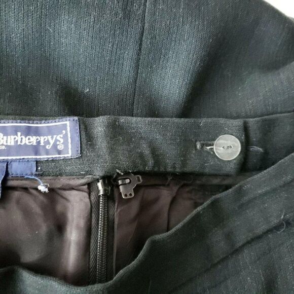 Vintage 80s Burberrys Womens Black Wool Cashmere Jacket Skirt Suit Set Size 10 - Picture 8 of 12